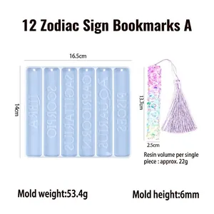 Spécifications de taille du moule en résine pour marque-pages 12 signes du zodiaque