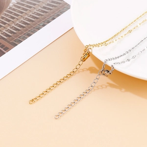 Elegant gold and silver heart pendant necklace extension chains with lobster clasp