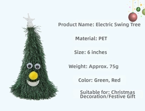 Vista dettagliata dell'albero di Natale elettrico oscillante con specifiche e texture in PET