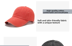 Detail of breathable premium cotton fabric on vintage washed baseball cap surface