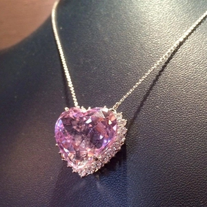 Collana Pendente Cuore Rame Con Zirconia Pietra Rosa Regalo Romantico San Valentino Gioielli Per Donna Elegante Dolce
