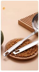 Close-up of extended 304 stainless steel skimmer handle with practical hanging hole
