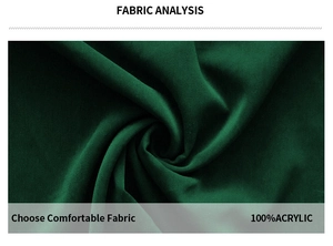 Macro fabric detail of 100% acrylic material showing soft texture on a green top