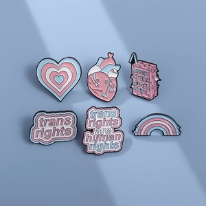 6pcs transgender pride enamel pin set with rainbow hearts and creative slogan badges