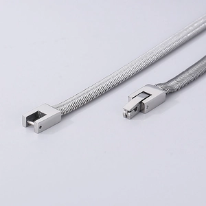 Collier chaîne serpent de 5 mm en acier inoxydable argenté avec fermoir pliant