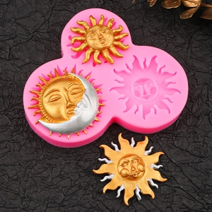 Sun Moon Face Silicone Mold For Fondant Chocolate Baking Cake Decoration Resin DIY Celestial Design