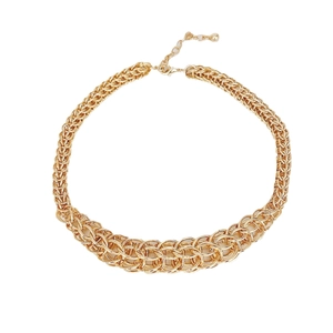 Modern chunky gold-plated Cuban link necklace with multilayered interlocking chain links
