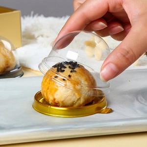 Plastic Mooncake Packaging Boxes Clear Dome Lid Individual Dessert Containers For Egg Yolk Pastry Mochi Bakery