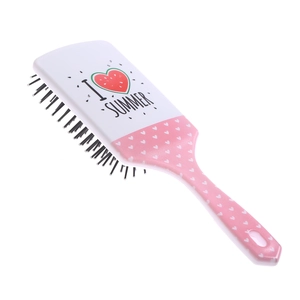 Cute pink and white square hairbrush with heart watermelon pattern and I SUMMER print