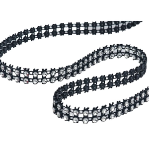 24-row black rhinestone mesh ribbon for Christmas DIY decorations and clothing trim