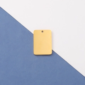 Polished gold rectangular stainless steel charm with pre-drilled hole for DIY jewelry