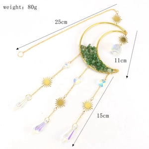 Detailed dimension guide for crystal moon suncatcher showing 40cm length and 11cm width