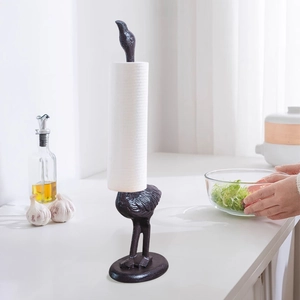 European vintage cast iron ostrich paper towel holder for home kitchen countertop decor