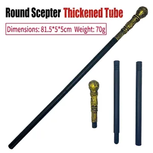 Halloween Pharao Gold Scepter mit 3-teiliger abnehmbarer schwarzer Stange Requisiten