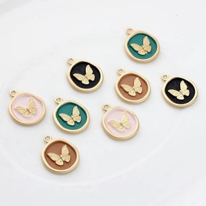 Enamel butterfly pendant charms in four colors for DIY jewelry making