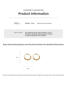 Detail of 4cm gold-plated twist earrings featuring sparkling rhinestones and silver pins