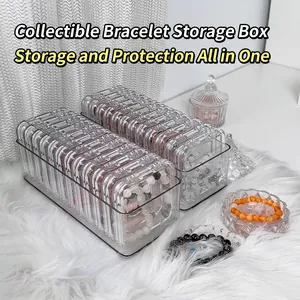 Caja De Almacenamiento De Pulseras De Acrílico Transparente Antipolvo Multi Ranura Organizador De Joyas Portátil Para Cuentas