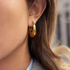 Boucles d'oreilles créoles dorées en forme de U en acier inoxydable style minimaliste