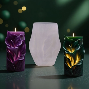 Calla lily embossed silicone candle mold with detailed floral pattern for DIY crafting