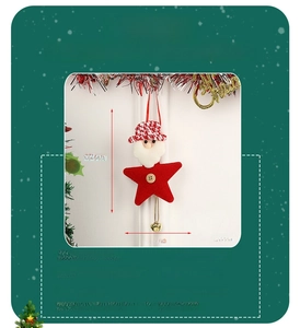 Detail of Santa Claus ornament with iron bell and brushed fabric, size 22*10cm