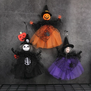 Halloween Hanging Decorations Mesh Witch Pumpkin Ghost Ornaments Party Decor Props Bar Haunted House Spider Web