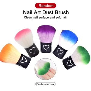 Five professional gradient nail dust brushes with rhinestone heart handles and soft bristles