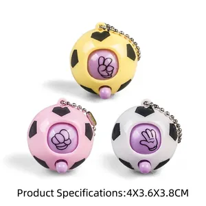 Mini Rock Paper Scissors Keychain Toys in yellow, pink and white with ball shape