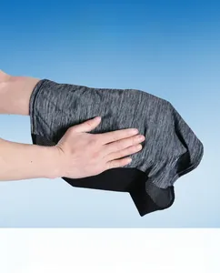 Detail of grey ice silk cooling mask showing high elasticity and breathable mesh fabric
