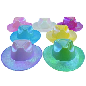 Lot de 7 chapeaux de cowboy irisés métalliques aux couleurs de l'arc-en-ciel pour fêtes