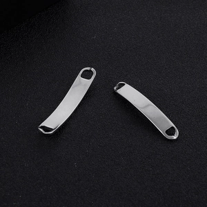 Polished silver stainless steel curved bar connectors for DIY jewelry making