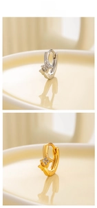 Detailed tile display of star and water drop zircon double row hoop earrings