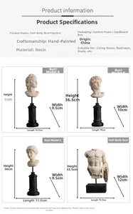 Detailed sizing and material information for creative Nordic resin bust statues