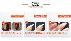 Detailed comparison of high-gloss press-on nails with 3D camellia and pearl accents