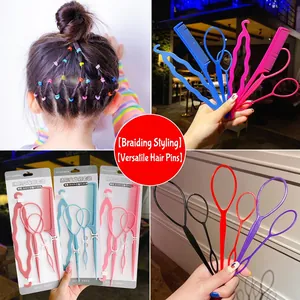 Acrylic Simple Hair Styling Tools For Kids Women Bun Maker Tail Comb And Pull Hair Pin Braiding Tools Accessories Kit