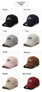 Collection de casquettes de baseball brodées en huit couleurs avec un motif couronne