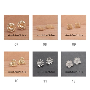 Detailed size chart for 18k gold-plated 3D floral and leaf earring jewelry components