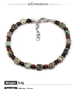 Dettagli taglia per bracciale uomo in occhio di tigre e ematite naturale (19cm+3cm)