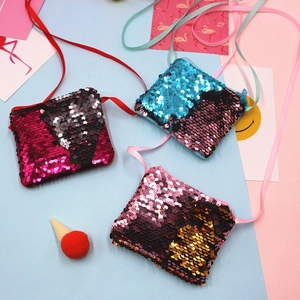 Mermaid sequin crossbody bag for girls, reversible glitter coin purse in three colors