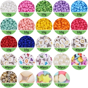 24-grid 3mm colorful glass seed beads set with letter beads for DIY jewelry making
