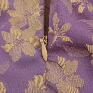 Purple jacquard floral dress featuring a high-quality invisible zipper and detailed texture