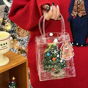 DIY Christmas tree gift set in transparent PVC bag with festive merry christmas tag