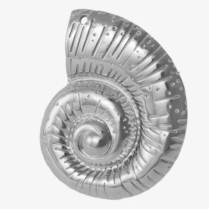 Polished 304 stainless steel spiral conch pendant with irregular textured nautilus design