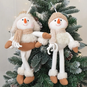 Christmas Hanging Ornaments Plush Santa Claus Snowman Knitted Long Legged Doll Home Holiday Tree Decorations