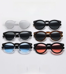 Matrix view of vintage round sunglasses in six various color combinations and frames