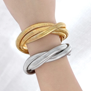 Bracciali multistrato incrociati in acciaio inossidabile oro e argento da donna