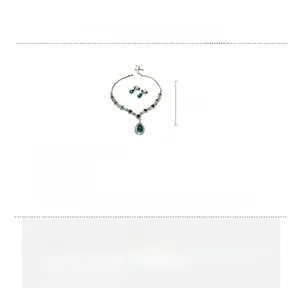 Detailed size specifications for emerald drop pendant necklace and earrings set