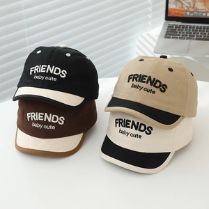 Kids' cotton color-block baseball caps with FRIENDS embroidery in four color variants