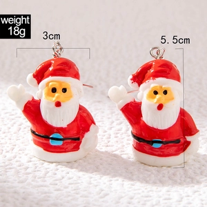 Detailed view of Santa Claus earrings with dimensions 5.5cm height and 18g weight