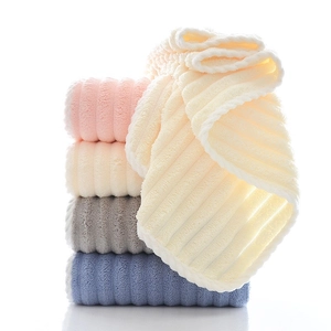 Absorbent coral fleece towels in multiple colors featuring premium textured stripe design