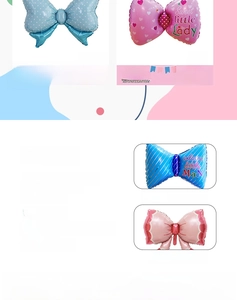 Detailed size specifications for polka dot bow foil balloons in candy colors for parties